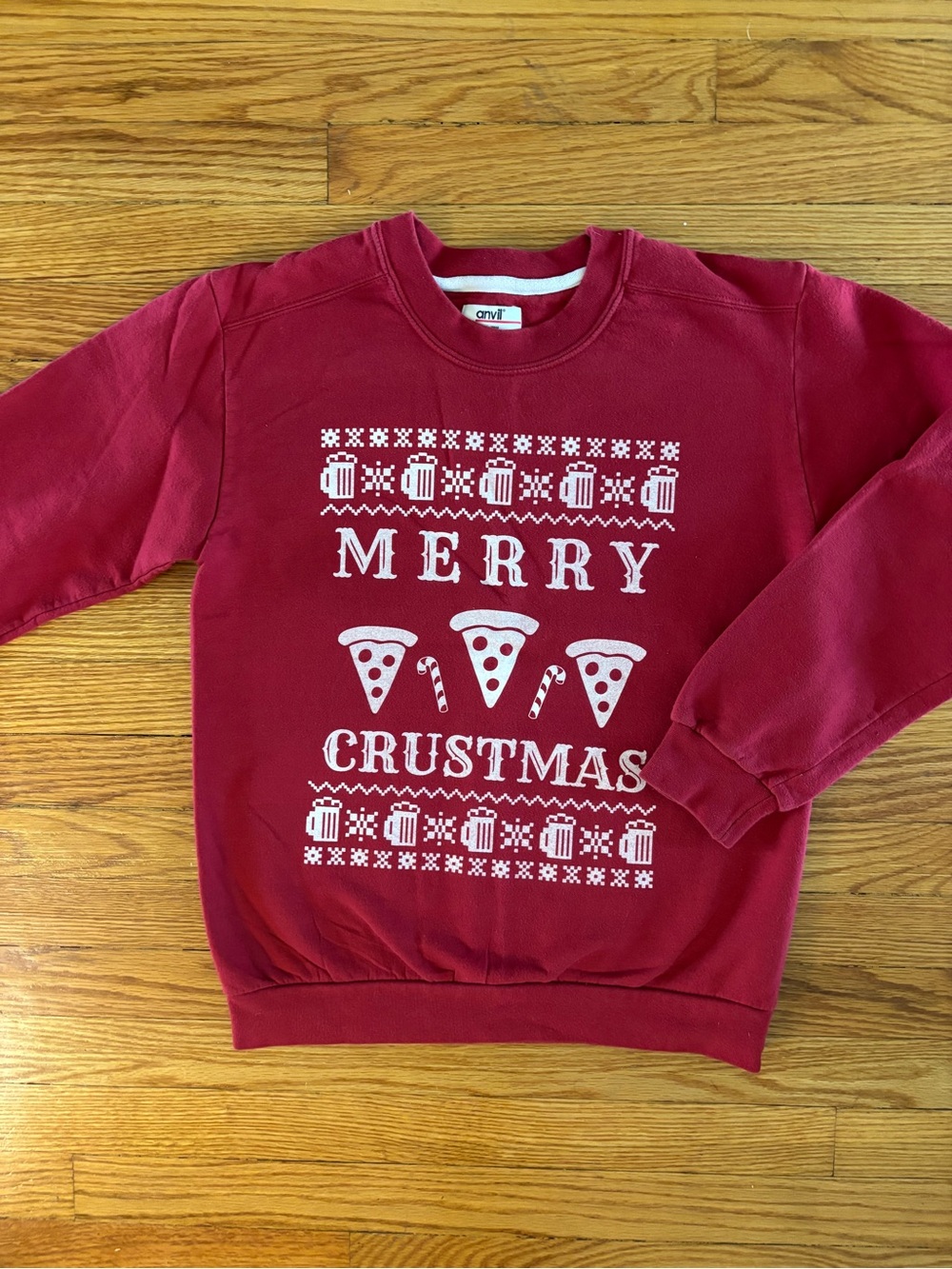 🎄🍕Holiday pizza themed “ugly sweater” graphic crewneck sweatshirt